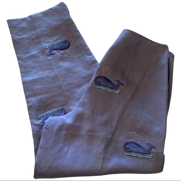 CJ Laing Preppy Mid Rise Blue Crops with Embroidered Wales Size 2 - Picture 1 of 6